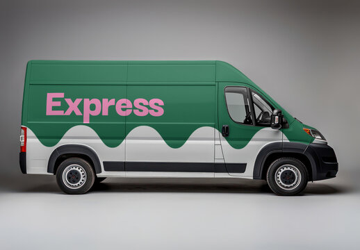 Vehicle Delivery Van Mockup With Generative AI