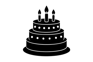 Birthday cake vector silhouette, birthday cake icon	
