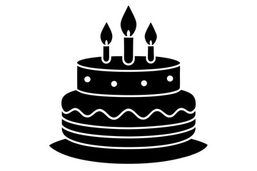 Birthday cake vector silhouette, birthday cake icon	
