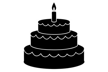 Birthday cake vector silhouette, birthday cake icon	
