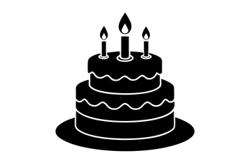 Birthday cake vector silhouette, birthday cake icon	
