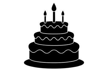 Birthday cake vector silhouette, birthday cake icon	
