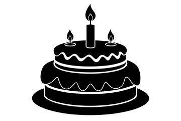 Birthday cake vector silhouette, birthday cake icon	

