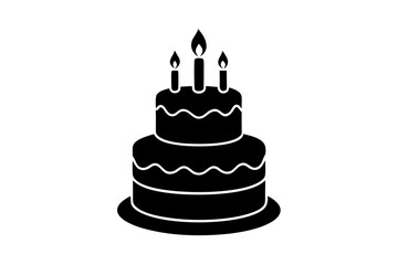 Birthday cake vector silhouette, birthday cake icon	
