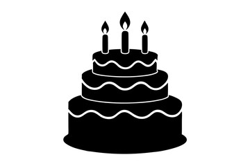 Birthday cake vector silhouette, birthday cake icon	

