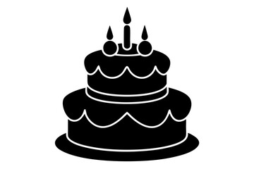 Birthday cake vector silhouette, birthday cake icon	
