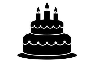 Birthday cake vector silhouette, birthday cake icon	
