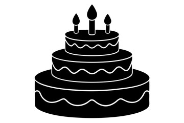 Birthday cake vector silhouette, birthday cake icon	
