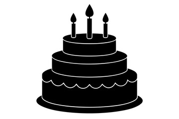 Birthday cake vector silhouette, birthday cake icon	
