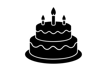Birthday cake vector silhouette, birthday cake icon	
