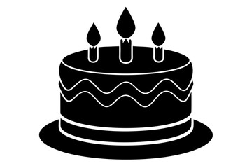 Birthday cake vector silhouette, birthday cake icon	
