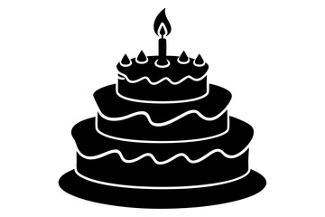 Birthday cake vector silhouette, birthday cake icon	
