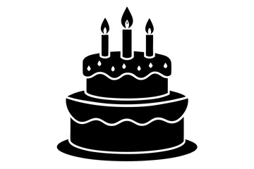 Birthday cake vector silhouette, birthday cake icon	
