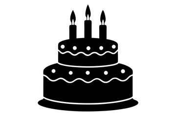 Birthday cake vector silhouette, birthday cake icon	
