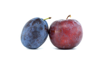 Fresh plums on a white background, highlighting vibrant natural colors