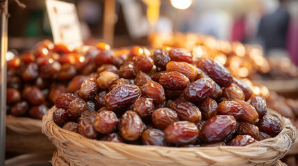 Dried date palm fruits, a staple for Ramadan (Ramazan) meals.