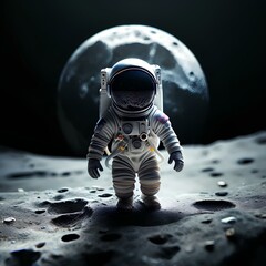 astronaut on the moon. white dress
