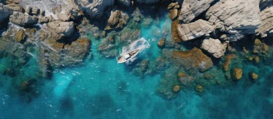 Boat Navigating through Crystal Clear Waters