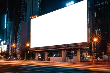 White Blank Empty Mockup LED Billboard Display during a beautiful night scene