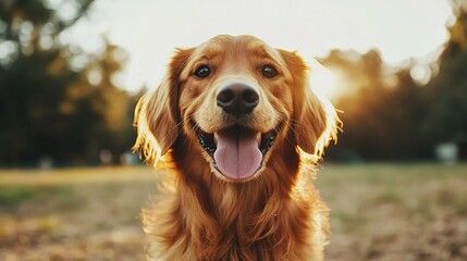 Obraz premium happy golden retriever dog outdoors
