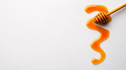 Fototapeta premium honey dipper with flowing honey on white background