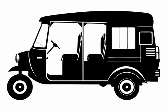 
Auto Rickshaw silhouette vector, Classic auto rickshaw icon
