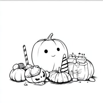 recommend clip art: Cute Halloween Pumpkins Illustration   Black and White