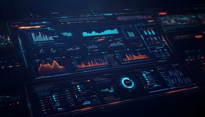 Obraz premium Futuristic Digital Interface with Charts and Data