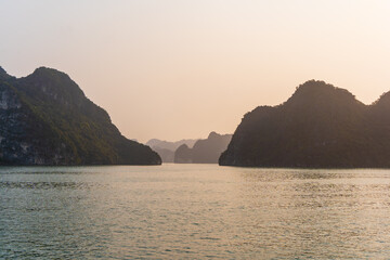 Sunset in Ha Long Bay, Quang Ninh, Vietnam