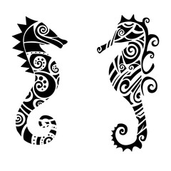 Sea Horse | Sea Horse Polynesian | Marine Life | Wild Animal | Ocean Animal | Sea Creature | Polynesian Style | Wildlife | Original Illustration | Vector and Clipart | Cutfile and Stencil