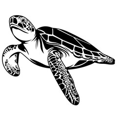Fototapeta premium Turtle | Sea Turtle | Tortoise | Zoo Animal | Ocean Animal | Tropical Animal | Marine Life | Wildlife | Original Illustration | Vector and Clipart | Cutfile and Stencil