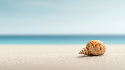 seashell on beach with ocean background