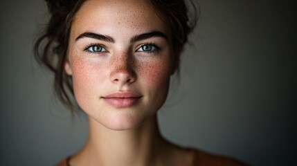 Naklejka premium portrait of a young woman with freckles