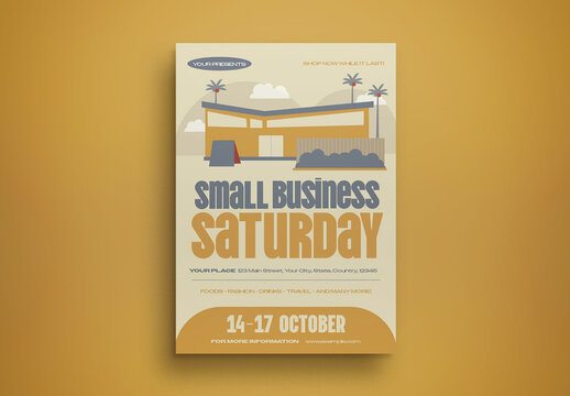 Beige Mid Century Small Business Saturday Flyer Layout