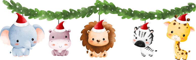 Watercolor Christmas Garland © Stella