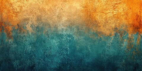 Fototapeta premium Abstract digital background featuring a rich textured gradient of vibrant orange blending into deep teal, creating a visually striking contrast perfect for contemporary design projects, modern art, an