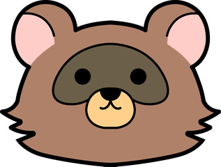 シンプルなタヌキの顔のイラスト