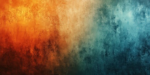 Vibrant abstract painting with gradient transition from warm to cool colors and textured brushstrokes