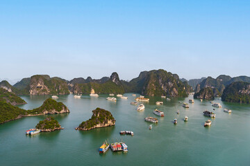 Panoramic view of Ha Long Bay from the peak of Ti Top Island