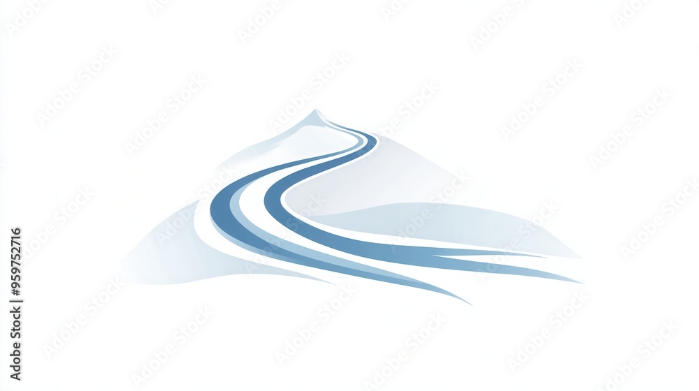 Aufkleber a flowing, abstract design showcases a ski trail cutting through pristine snow in a tranquil winter 