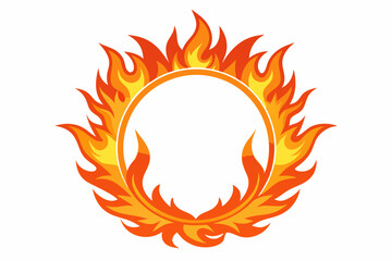 Circle Fire vector frame. burning circle flame frame vector illustration