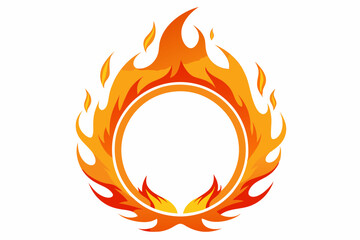 Circle Fire vector frame. burning circle flame frame vector illustration