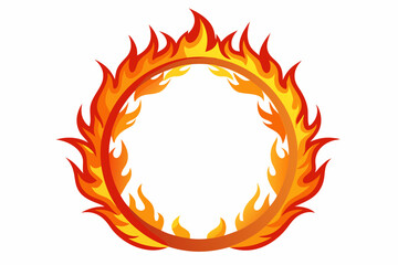 Circle Fire vector frame. burning circle flame frame vector illustration