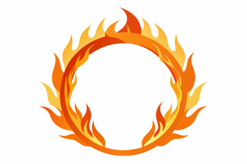 Circle Fire vector frame. burning circle flame frame vector illustration