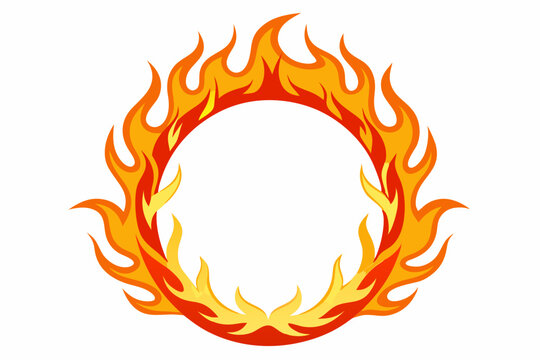 Circle Fire vector frame. burning circle flame frame vector illustration