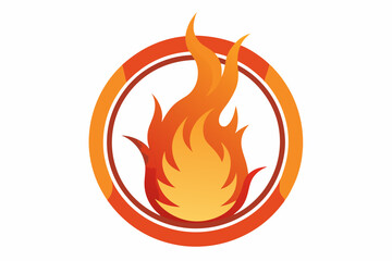 Fire and flames, burning circle flame frame vector illustration