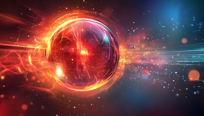 Obraz premium Abstract Orb of Light with Glowing Streaks and Particles