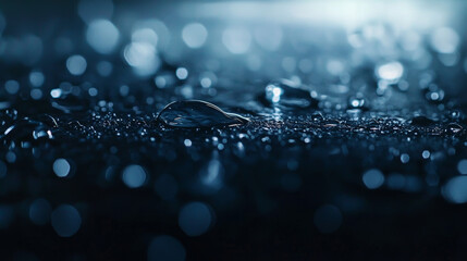 Tiny water drops on a dark surface, showing how water forms droplets.