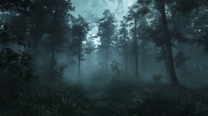 Obraz premium A dark misty forest