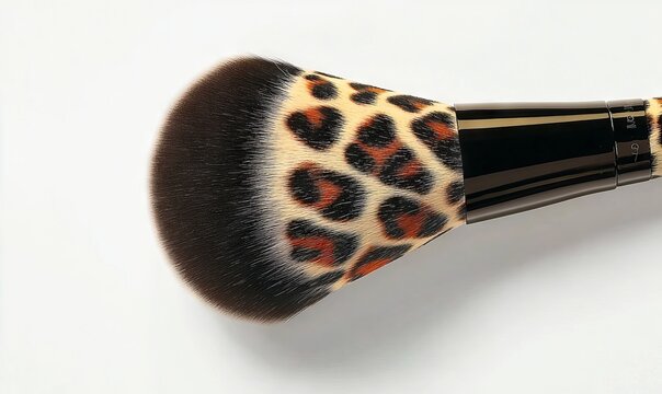 A close up of a makeup brush on a white surface